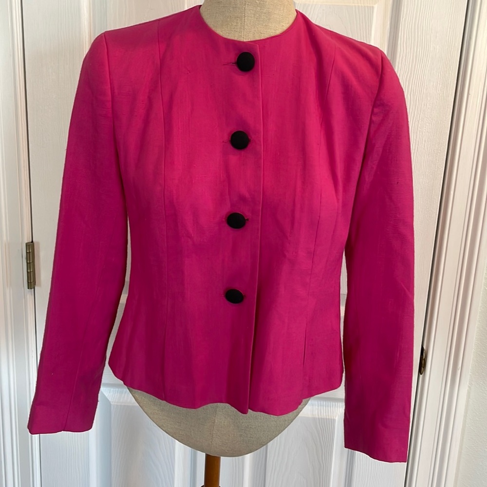 Vintage Andre Barreau blazer suit jacket pink cropped women’s size 4 petite 4P